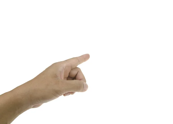 男性的手 指向白色背景 — 图库照片