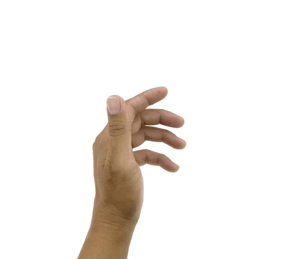 Männliche Hand Hält Etwas Isoliertes Auf Weißem Hintergrund — Stockfoto