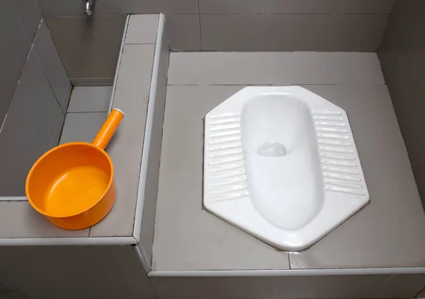 Public Toilet Plastic Water Bowl — Photo