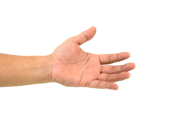 Männliche Hand Hält Etwas Isoliertes Auf Weißem Hintergrund — Stockfoto