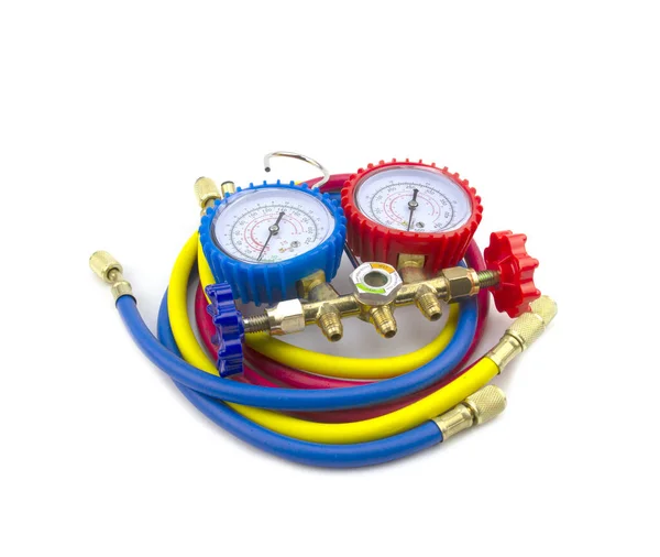 Pressure Gauge Manometer White Background Isolation Imagen de stock