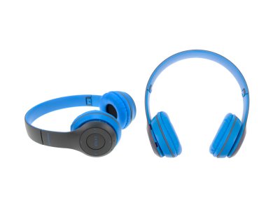 Beyaz arka planda iki kablosuz kulaklık..