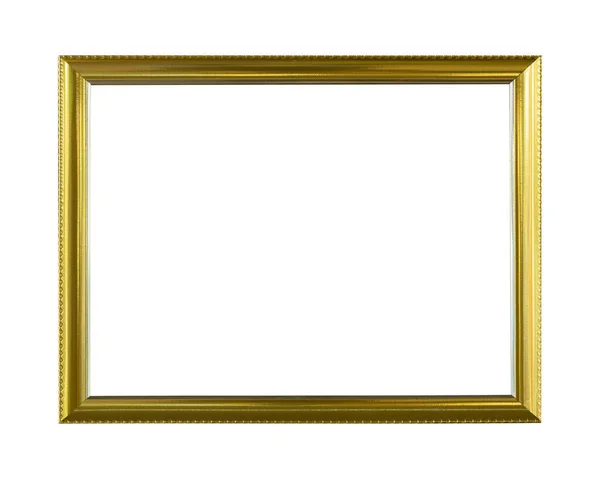 白い背景から隔離された黄金の木製写真フレーム — ストック写真