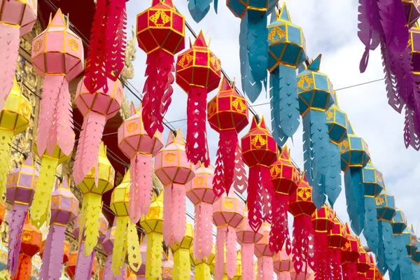 Hanging Colorful Lanterns Temple Northern Thailand — Stockfoto