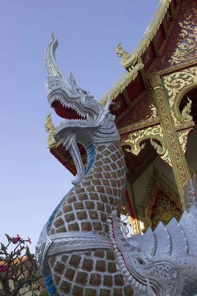 Naga Standbeeld Een Tempel Het Bovenste Noordelijke Deel Van Thailand — Stockfoto