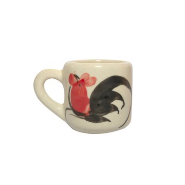 Beyaz arka planda tutacağı olan seramik bardak