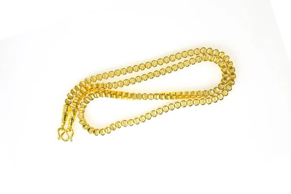 Gold Necklace Isolated White Background — Stock Photo, Image