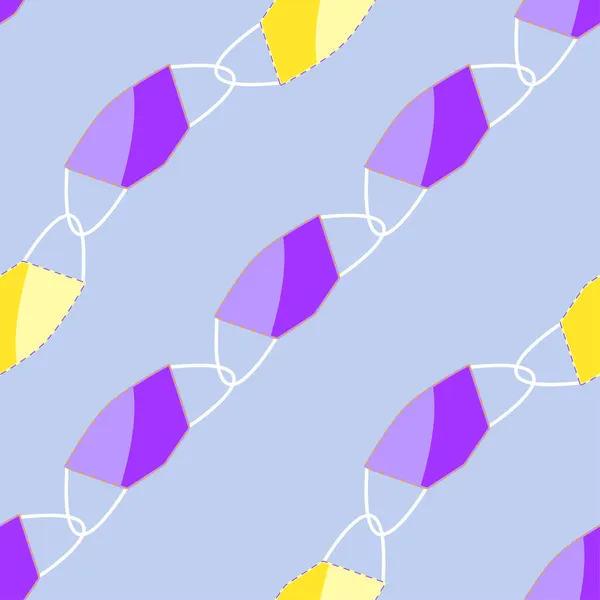 Seamless Pattern Yellow Lilac Medical Masks Flat Style — Stock Photo, Image
