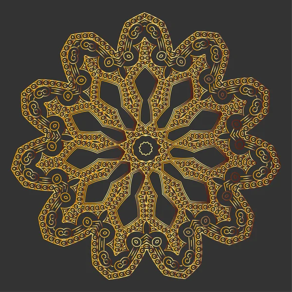Zlatá Mandala Orientálním Stylu Tmavě Šedém Pozadí — Stock fotografie
