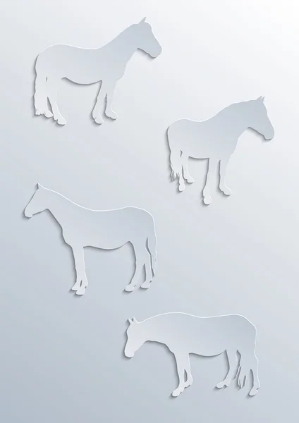 Four horses silhouettes — Stock Vector