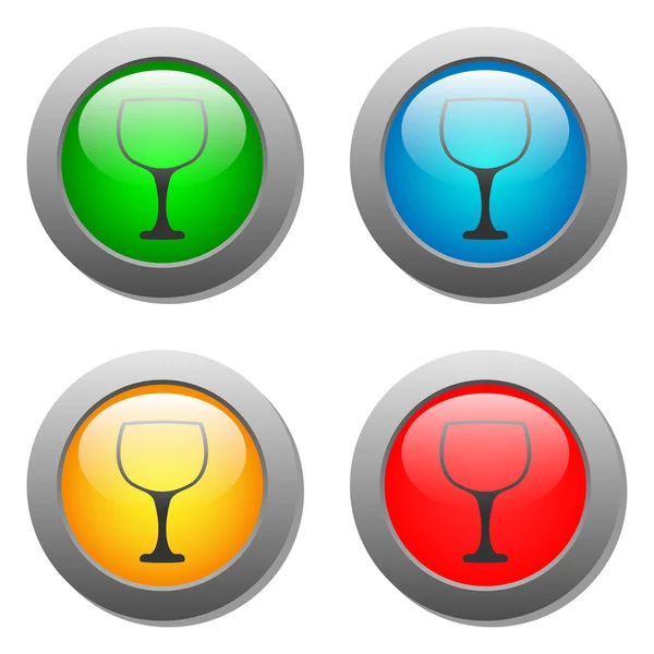 Goblet icon glass button set — Stock Vector
