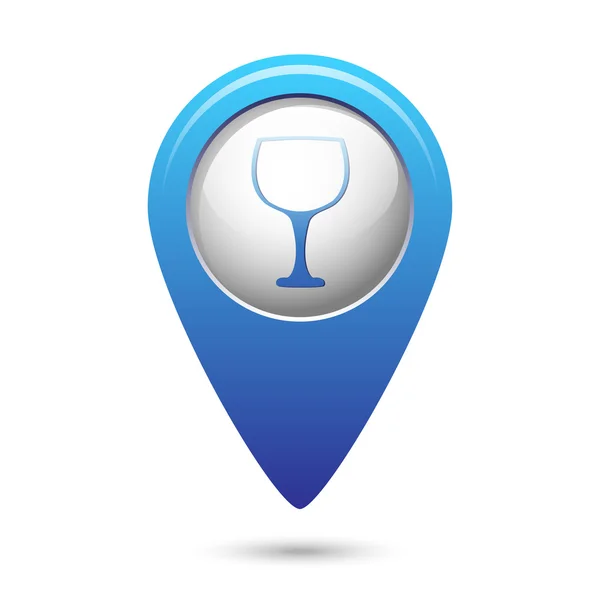 Map pointer with goblet icon — Stock Vector