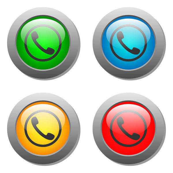 Phone handset icon glass button set