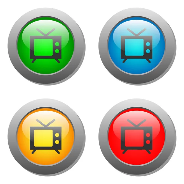 Cam düğmeleri ayarlamak tv simgesi — Stok Vektör