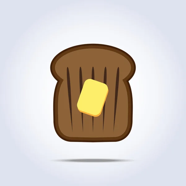 Zwart brood toast pictogram met boter — Stockvector