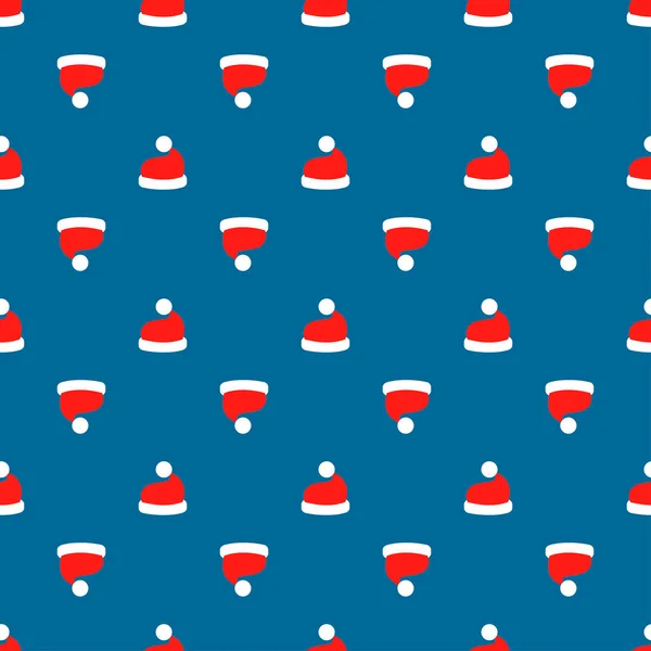 Weihnachten Weihnachtsmann Hut Kunst nahtlose Muster — Stockvektor
