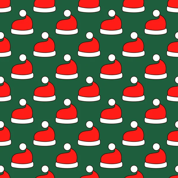 Noel Baba şapkası sanat kusursuz desen — Stok Vektör