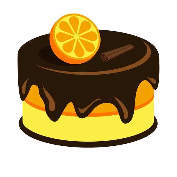 Крем шоколадный апельсиновый торт вкусный с начинкой — стоковый вектор