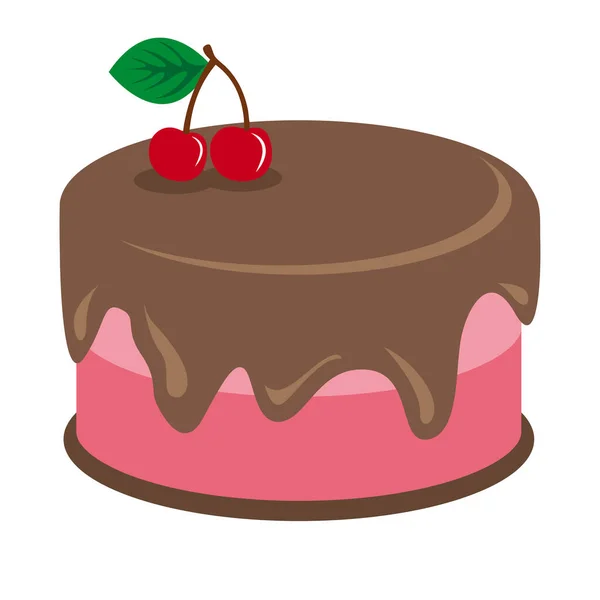 Cream choco cherry cake tasty with topping —  Vetores de Stock