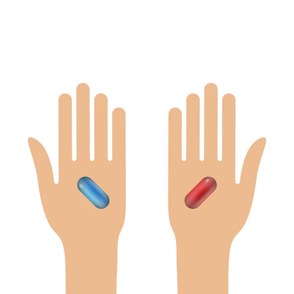 Hands icon with pills isolated on white — Vector de stock