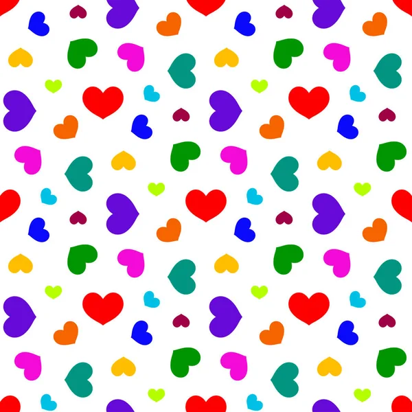 Los corazones brillantes coloreados aman el patrón de fondo sin costuras — Vector de stock