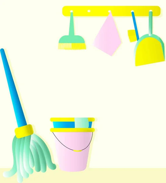Set produits de nettoyage brosses Laveuse — Image vectorielle