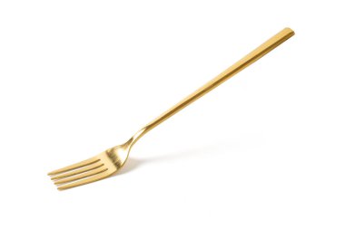 Beyaz arka planda iki altın çatal