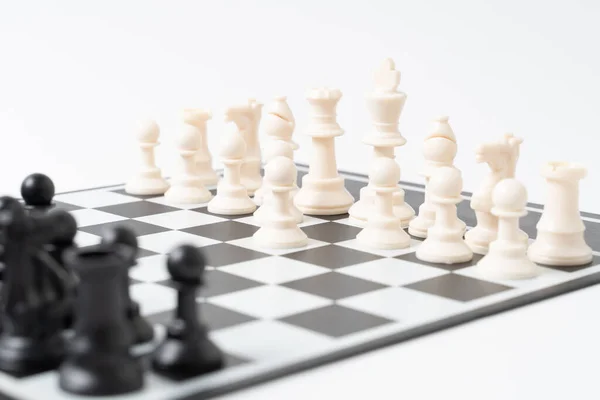 Установить Шахматы Фоне Шахматной Доски — стоковое фото