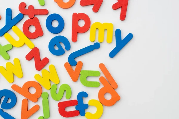 set colorful english alphabet on white background