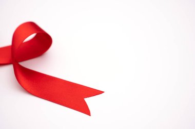 red bow ribbon satin texture on white background