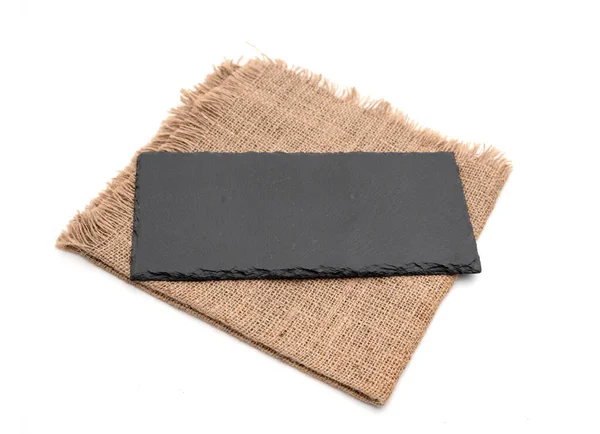 Empty Black Stone Plate Sack — Stockfoto