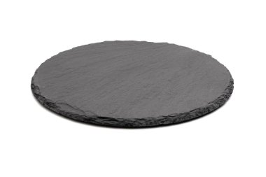 round empty black stone plate