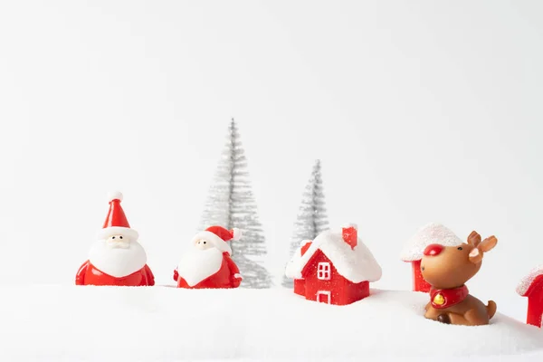 Santa Claus Rendieren Met Sneeuw Achtergrond — Stockfoto
