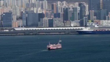 Denizde tekne Victoria Limanı, Hong Kong, Çin