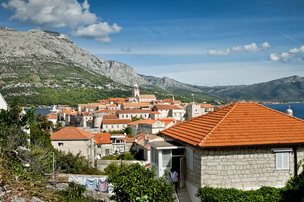 Chorvatsko - pohled na město Korčula — Stock fotografie