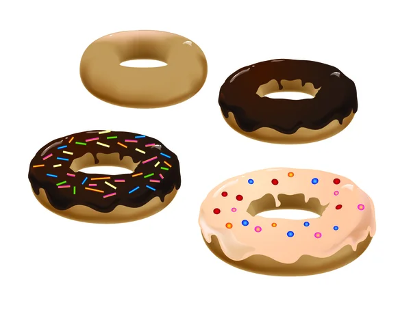 Donuts colección en vector — Vector de stock