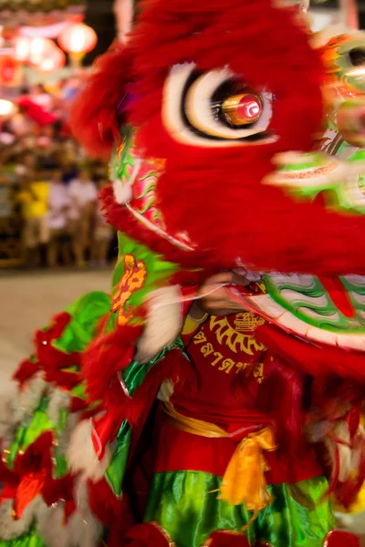 Acrobats are performing a lion and dragon dance — Stock Photo, Image