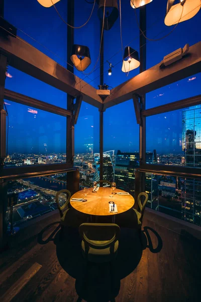 Moscow Russia 2018 Corner Table Restaurant 62Nd Floor Federation Tower — Stock Photo, Image