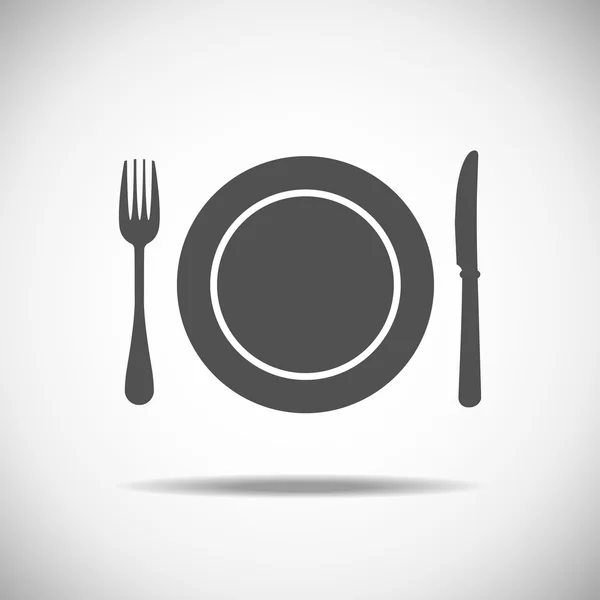 Cuchillo, plato, tenedor — Vector de stock