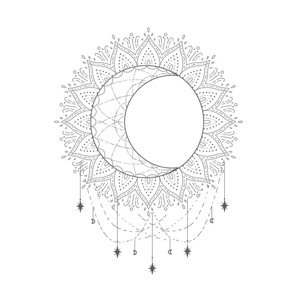 Иллюстрация эзотерического символа солнца и луны — стоковый вектор