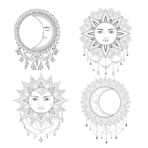 密教のシンボル太陽と月宝図 — ストックベクタ