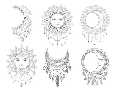 Boho Rüya Avcısı Vektör Sanatı. Rüya Avcısı stili Boho vektör illüstrasyon tasarımı.