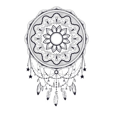 Boho Rüya Avcısı Vektör Sanatı. Rüya Avcısı stili Boho vektör illüstrasyon tasarımı.