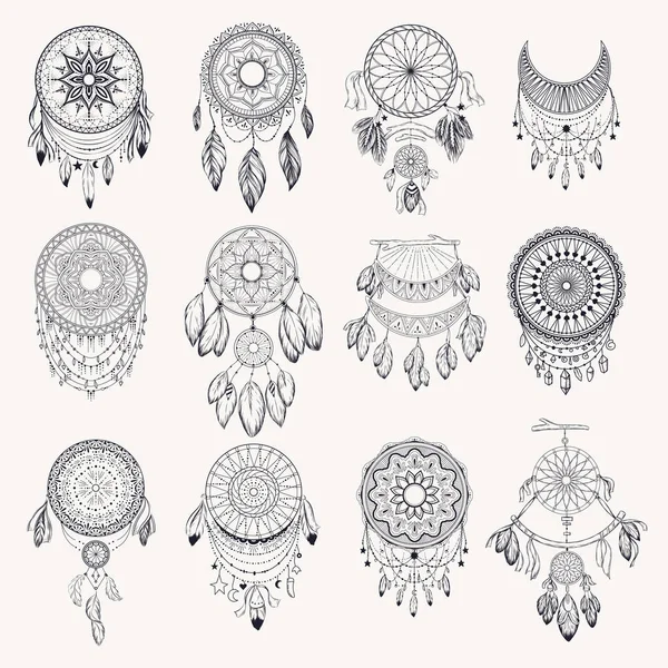 Boho Dream Catcher Vector Art Projeto Bonito Ilustração Vetor Boho — Vetor de Stock