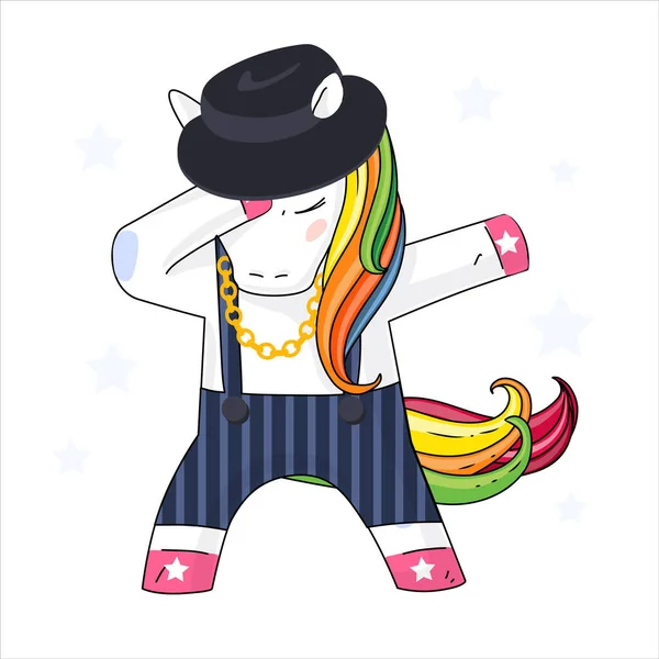 Dabbing Unicorn Vector Illustration Design Character Dancing Unicorn Unicorn Vector — 图库矢量图片