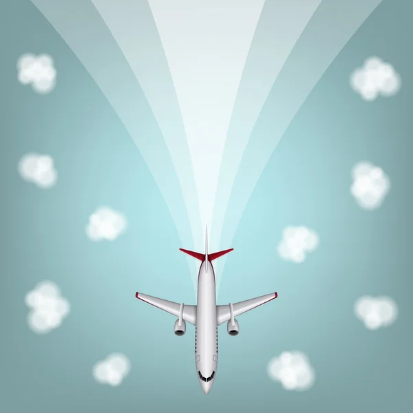 Vector illustration of airplanes with clouds and line — Stock Vector