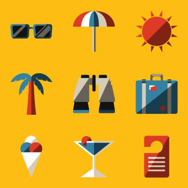 düz simge seti. seyahat