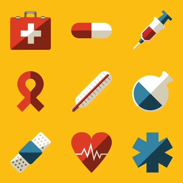 Conjunto de iconos planos. Médico — Vector de stock