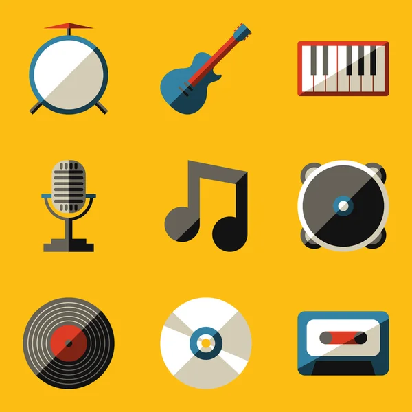 Flat icon set. Music — Stock Vector