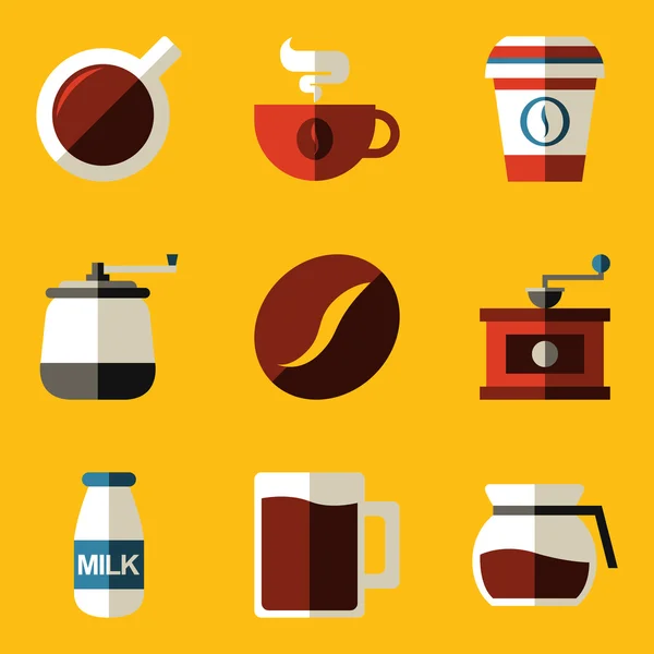 Conjunto de iconos planos. Café — Vector de stock